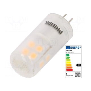 LED lamp | warm white | G4 | 12VAC | 330lm | P: 2.7W | 300° | 3000K