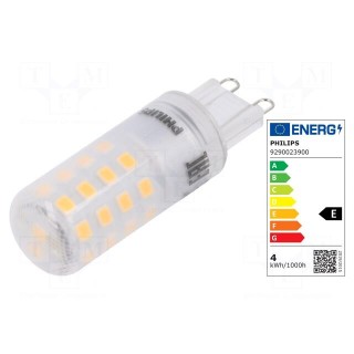 LED lamp | warm white | G9 | 230VAC | 480lm | P: 4W | 300° | 2700K