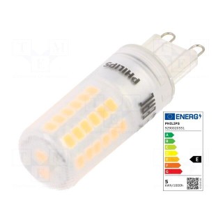 LED lamp | warm white | G9 | 230VAC | 570lm | P: 4.8W | 2700K | CRImin: 80