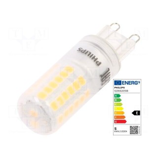 LED lamp | warm white | G9 | 230VAC | 570lm | P: 4.8W | 3000K | CRImin: 80