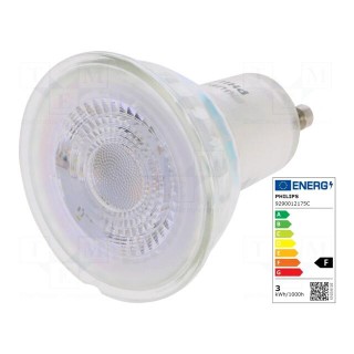 LED lamp | warm white | GU10 | 230VAC | 215lm | P: 2.7W | 36° | 2700K