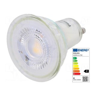 LED lamp | warm white | GU10 | 230VAC | 255lm | P: 3.5W | 36° | 2700K