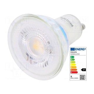 LED lamp | warm white | GU10 | 230VAC | 355lm | P: 4.6W | 36° | 2700K