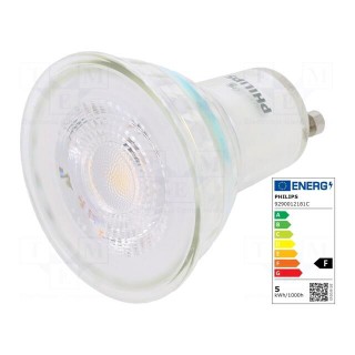 LED lamp | warm white | GU10 | 230VAC | 370lm | P: 4.6W | 36° | 3000K