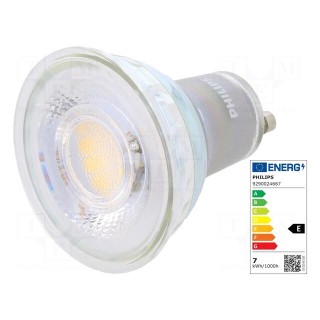 LED lamp | warm white | GU10 | 230VAC | 670lm | P: 6.7W | 60° | 3000K