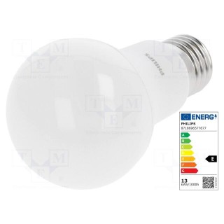 LED lamp | white | E27 | 230VAC | 1521lm | P: 13W | 200° | 3000K | CRImin: 80