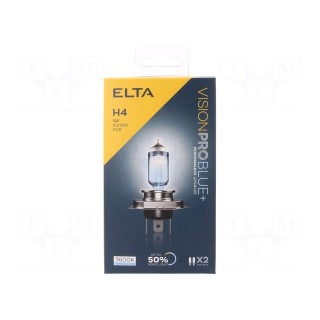 Filament lamp: automotive | P43t | white-blue | 12V | 60/55W | H4 | 3600K