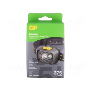 Torch: LED headtorch | 34lm,55lm,200lm,375lm | IPX5 | DISCOVERY