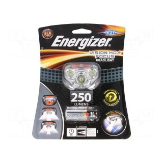 Torch: LED headtorch | waterproof | 6h | 300lm | Colour: grey