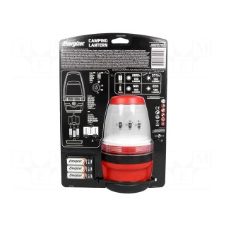 Torch: LED | waterproof | 55lm | Colour: red | set of batteries