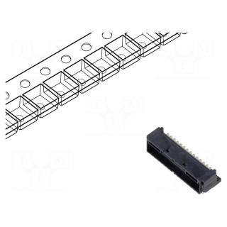 Connector: wire-board | DF51K | male | horizontal | socket | SMT | PIN: 30
