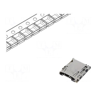 Connector: for cards | microSD | push-push,top board mount | SMT