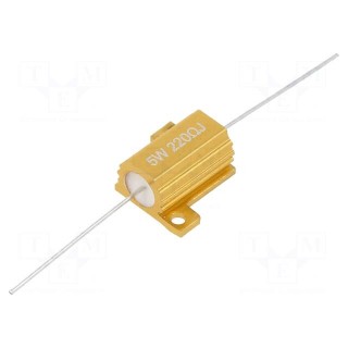 Resistor: wire-wound | with heatsink | 220Ω | 5W | ±5% | 50ppm/°C | axial