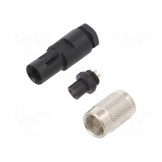 Connector: M9 | plug | female | Plating: gold-plated | 125V | IP67 | PIN: 3