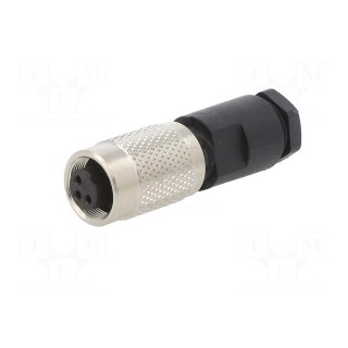 Connector: M9 | plug | female | Plating: gold-plated | 125V | IP67 | PIN: 3
