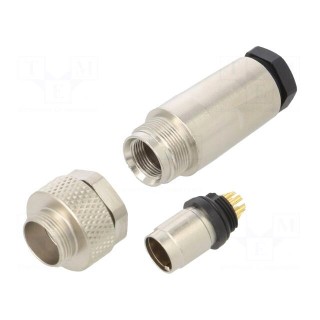 Connector: M9 | plug | male | Plating: gold-plated | 125V | IP67 | PIN: 8