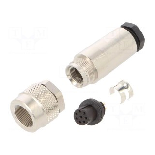 Connector: M9 | plug | female | Plating: gold-plated | 125V | IP67 | PIN: 8