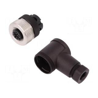 Connector: M12 | plug | female | PIN: 4 | 4A | IP67 | 250V | 0.75mm2 | 4÷6mm