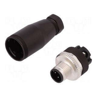 Connector: M12 | plug | male | PIN: 4 | external thread,threaded joint