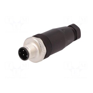 Connector: M12 | plug | male | PIN: 4 | external thread,threaded joint