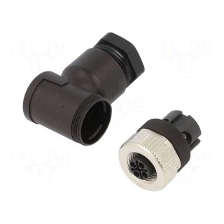 Connector: M12 | plug | 814 | female | PIN: 4 | gold-plated | 12A | IP67