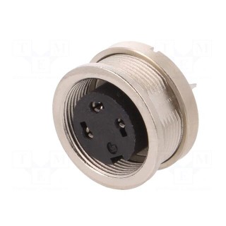 Connector: M16 | socket | female | soldering | PIN: 3 | 7A | 250V | straight