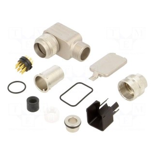 Connector: M16 | plug | male | for cable | angled 90° | IP67