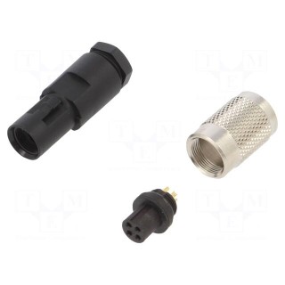 Connector: M9 | plug | female | Plating: gold-plated | 125V | IP67 | PIN: 4