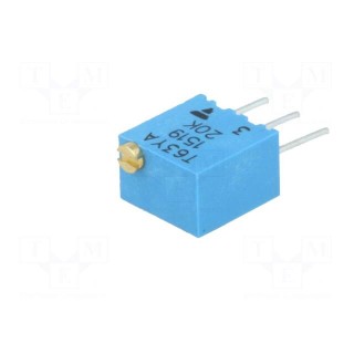 Potentiometer: mounting | multiturn | 20kΩ | 250mW | ±10% | linear | THT