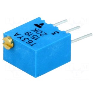 Potentiometer: mounting | multiturn | 20kΩ | 250mW | ±10% | linear | THT