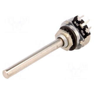 Potentiometer: shaft | single turn | 100kΩ | 200mW | THT | 6mm | metal