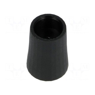 Knob | conical | thermoplastic | Øshaft: 6mm | Ø12x17mm | black | push-in
