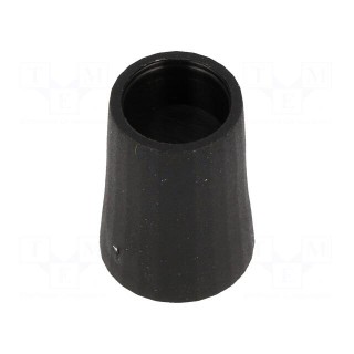 Knob | conical | thermoplastic | Øshaft: 6mm | Ø12x17mm | black | push-in
