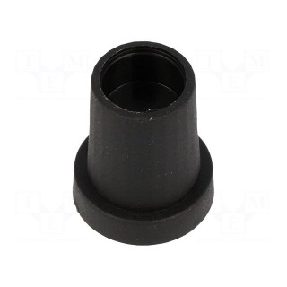 Knob | conical | thermoplastic | Øshaft: 6mm | Ø14x18mm | black | push-in