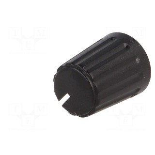 Knob | conical,with pointer | ABS | Øshaft: 6mm | Ø13.5x17.1mm | black