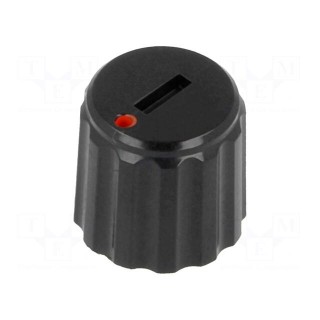 Knob | miniature | plastic | Øshaft: 6mm | Ø11x10mm | black | push-in