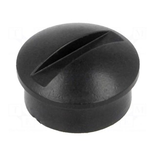Knob | miniature | plastic | Øshaft: 6mm | Ø12x3mm | black | push-in