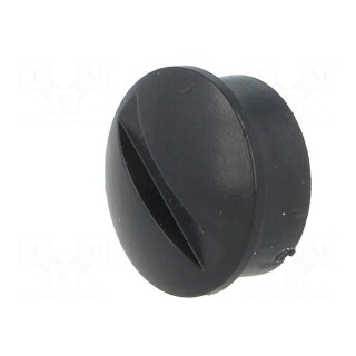 Knob | miniature | plastic | Øshaft: 6mm | Ø12x3mm | black | push-in