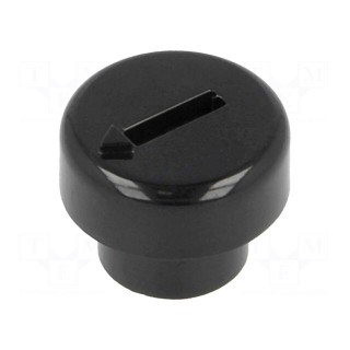 Knob | miniature | plastic | Øshaft: 6mm | Ø12x4.5mm | black | push-in