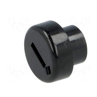 Knob | miniature | plastic | Øshaft: 6mm | Ø12x4.5mm | black | push-in