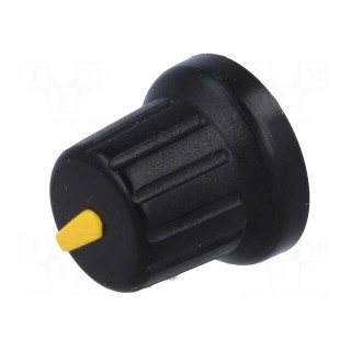 Knob | miniature,with pointer | ABS | Øshaft: 6mm | Ø16x14mm | black