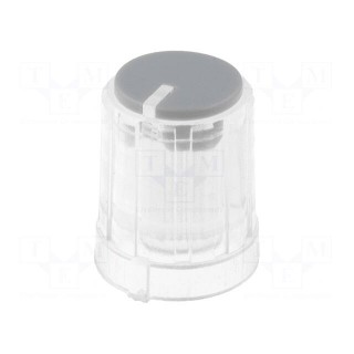 Knob | miniature,with pointer | plastic | Øshaft: 6mm | Ø13.3x16.5mm