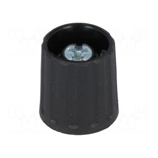 Knob | polyamide | Øshaft: 6mm | black | clamp mechanism with screw