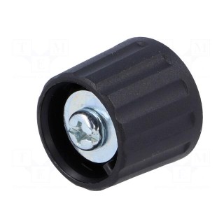 Knob | polyamide | Øshaft: 6mm | black | clamp mechanism with screw