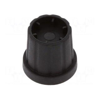 Knob | with flange | plastic | Øshaft: 6.35mm | Ø16.5x19.2mm | black
