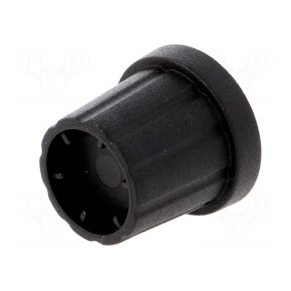 Knob | with flange | plastic | Øshaft: 6mm | Ø16.5x19.2mm | black