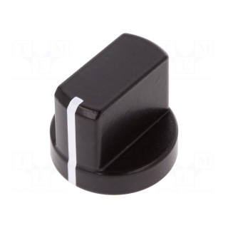 Knob | with flange,with pointer | aluminium | Øshaft: 6mm | black