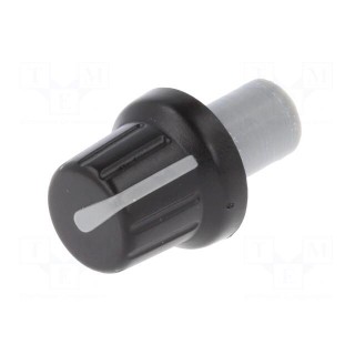 Knob | with pointer | ABS | Øshaft: 6mm | Ø16x14.4mm | black | push-in