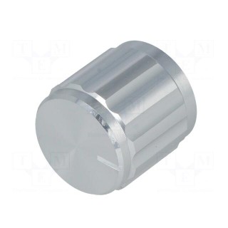 Knob | with pointer | aluminium | Øshaft: 6.35mm | Ø15x15mm | silver