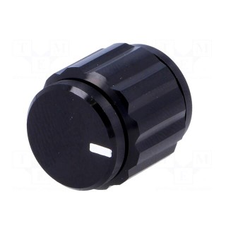 Knob | with pointer | aluminium | Øshaft: 6.35mm | Ø15x16.5mm | black
